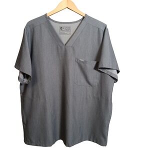 FIGS Technical Collection Grey V Neck Scrub Top Size XL Women's‎